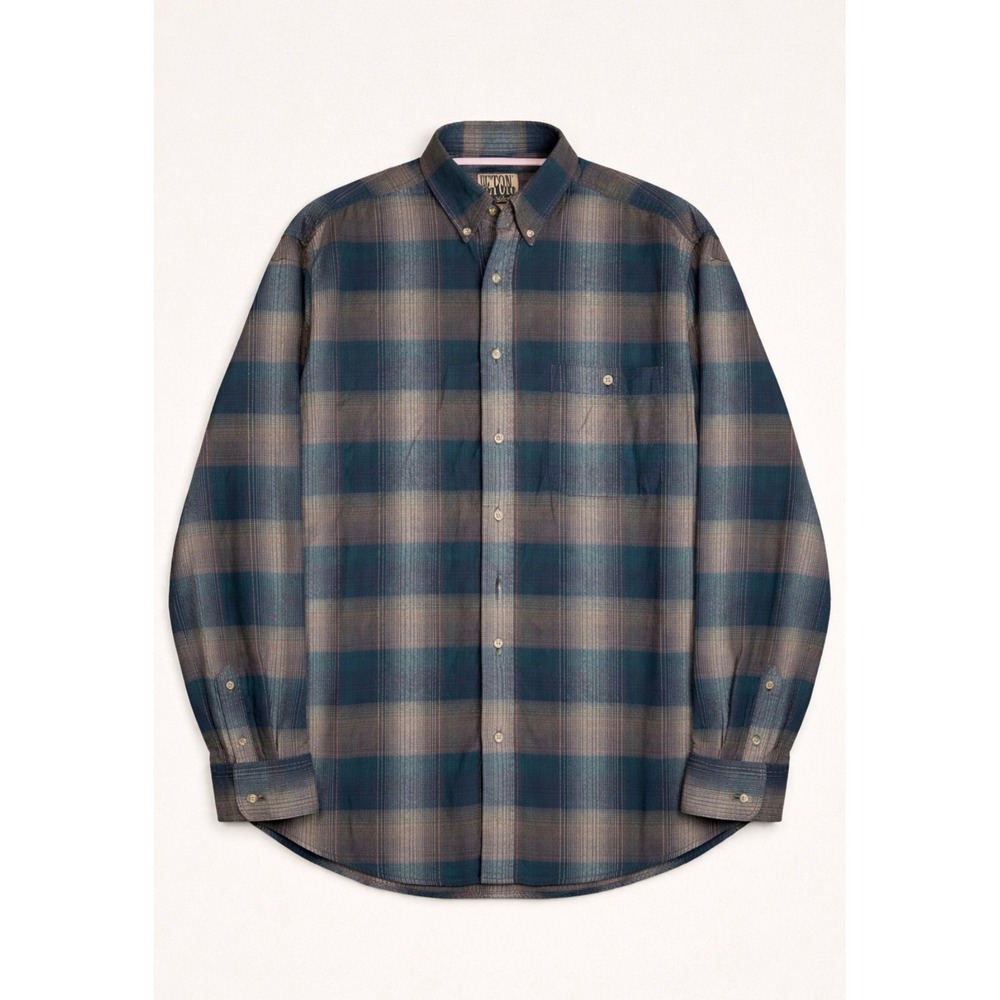 Teton by Woolrich $145 Plaid Button Down Shirt Mens L Flannel Cotton Cotton